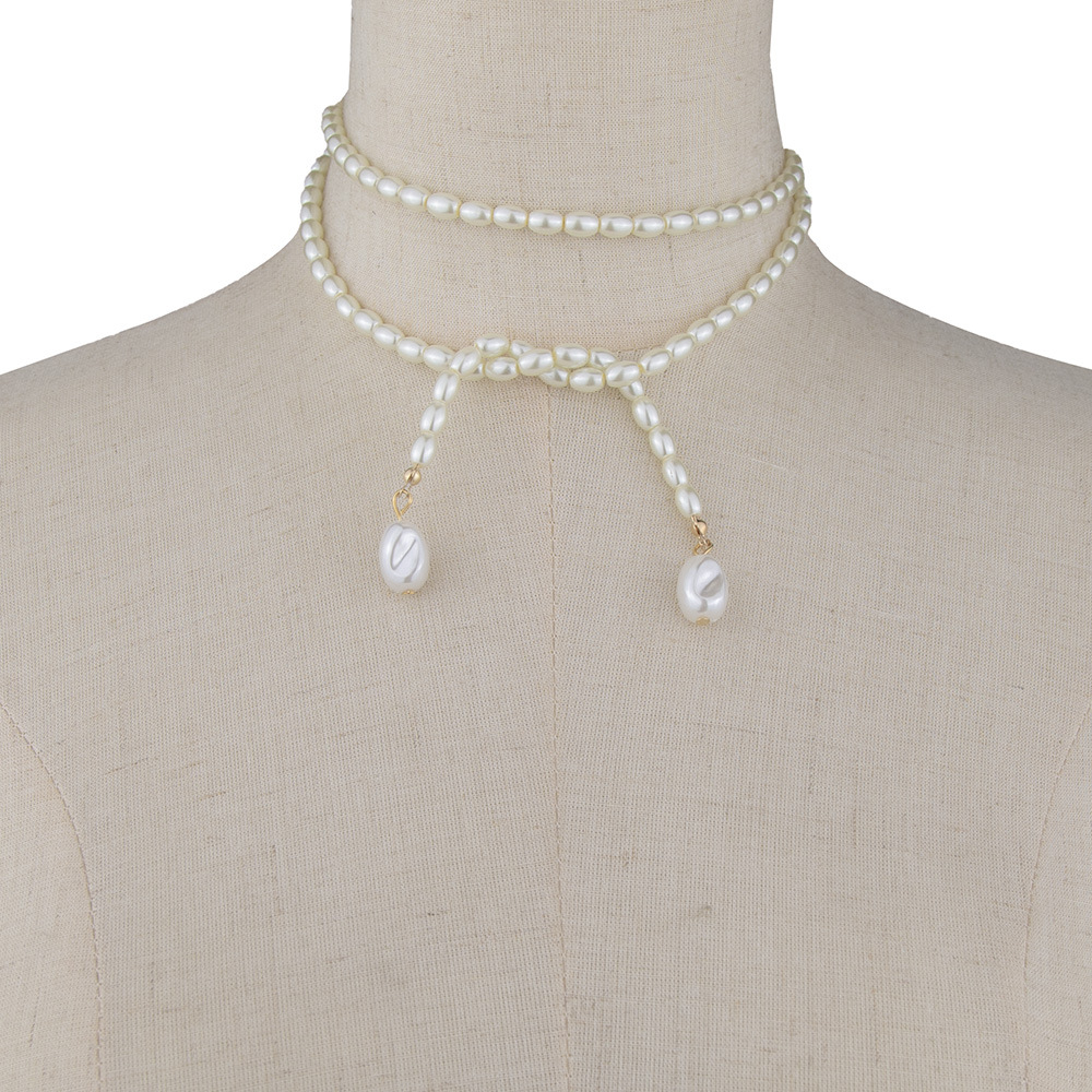 Dame Einfarbig Süßwasserperle Perlen Frau Halskette display picture 4