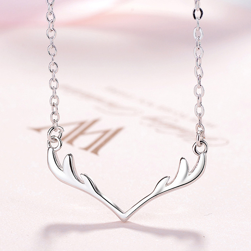 Simple Style Classic Style Antlers Sterling Silver Plating White Gold Plated Pendant Necklace display picture 2