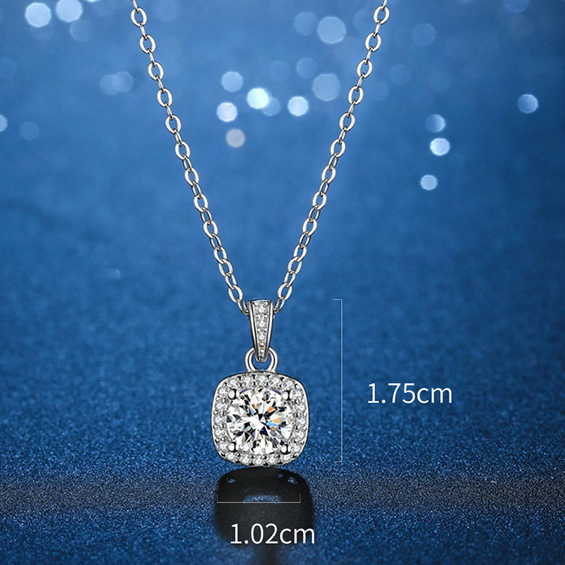 Elegant Princess Glam Square Sterling Silver Plating Inlay Zircon White Gold Plated Pendant Necklace display picture 7