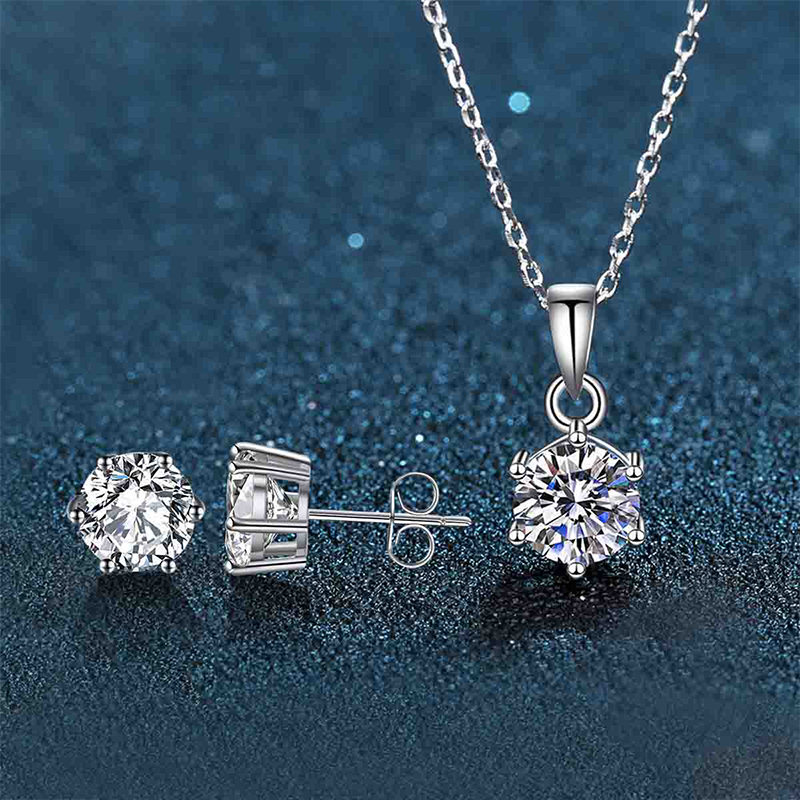 Elegant Luxurious Round Sterling Silver Inlay Zircon Women's Earrings Necklace display picture 1