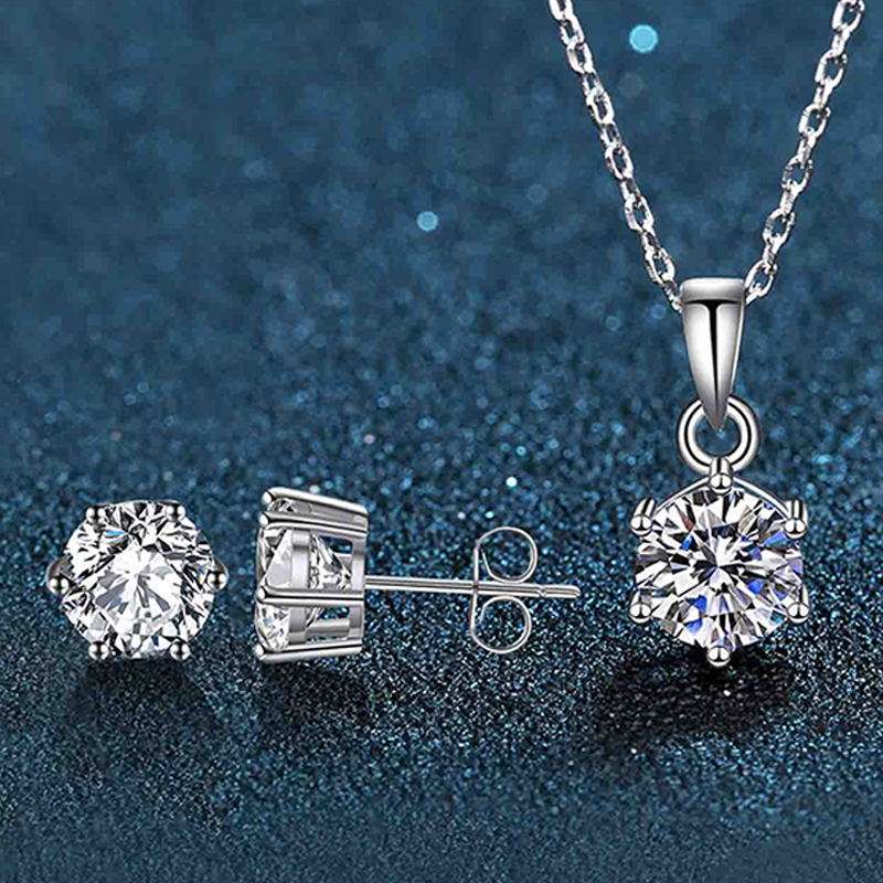 Elegant Luxurious Round Sterling Silver Inlay Zircon Women's Earrings Necklace display picture 2
