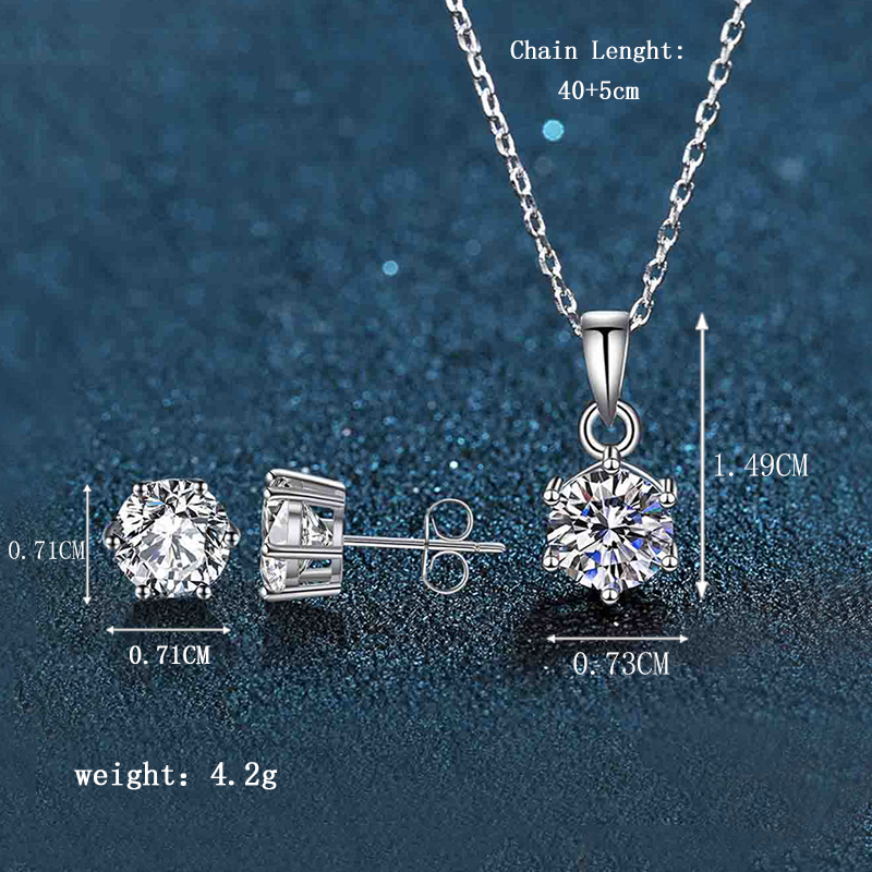 Elegant Luxurious Round Sterling Silver Inlay Zircon Women's Earrings Necklace display picture 5
