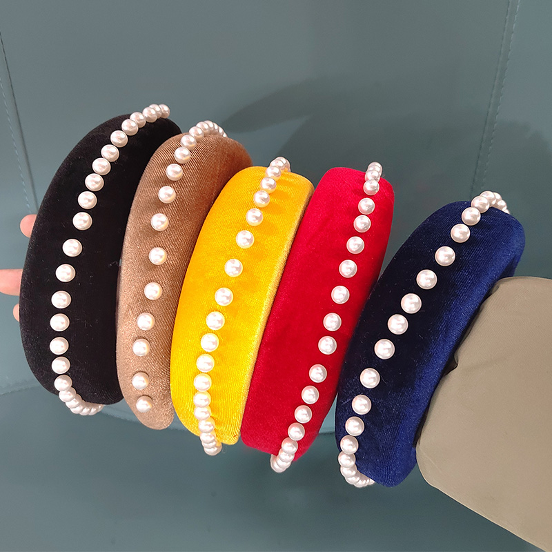 Women's Elegant Luxurious Solid Color Cotton Inlay Pearl Hair Band display picture 3