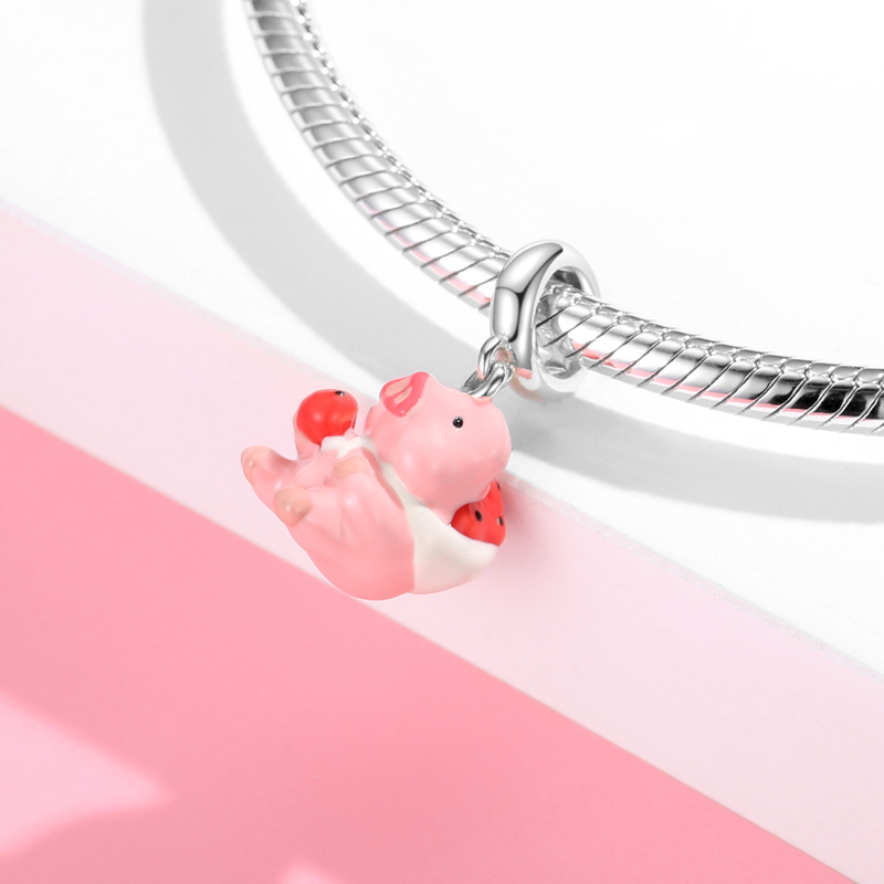 Cartoon Style Cute Pig Sterling Silver Jewelry Accessories display picture 3