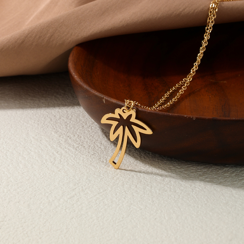 Ig Style Sweet Simple Style Coconut Tree Alloy Hollow Out Women's Pendant Necklace display picture 1