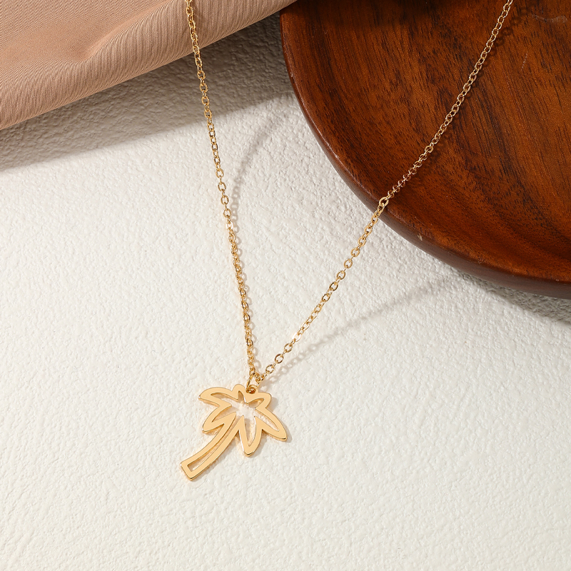 Ig Style Sweet Simple Style Coconut Tree Alloy Hollow Out Women's Pendant Necklace display picture 2