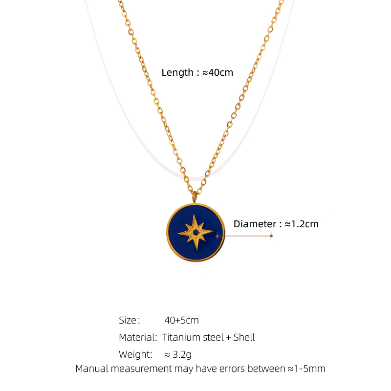 304 Stainless Steel 18K Gold Plated Simple Style Enamel Plating Star Pendant Necklace display picture 1