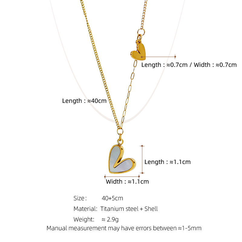 304 Stainless Steel 18K Gold Plated Sweet Commute Plating Heart Shape Shell Pendant Necklace display picture 1