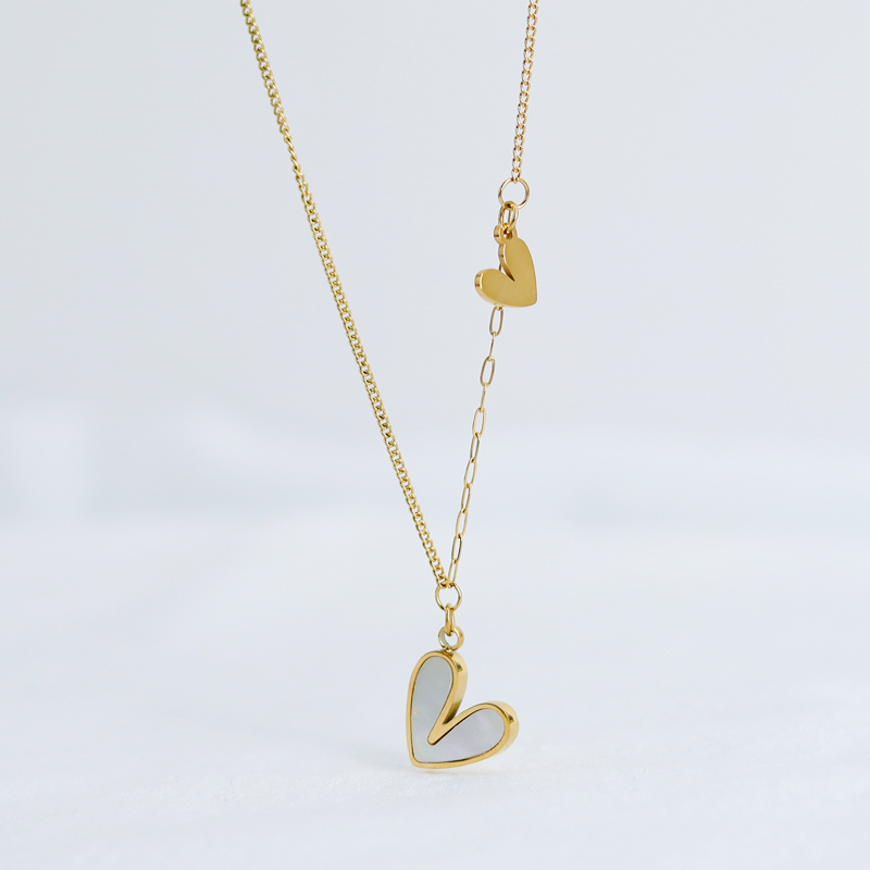 304 Stainless Steel 18K Gold Plated Sweet Commute Plating Heart Shape Shell Pendant Necklace display picture 2