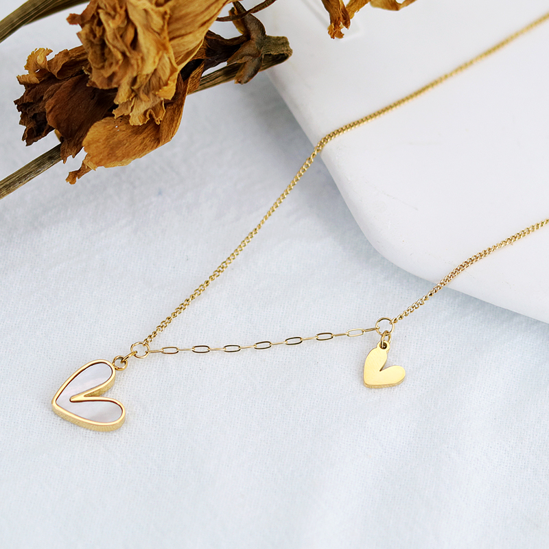 304 Stainless Steel 18K Gold Plated Sweet Commute Plating Heart Shape Shell Pendant Necklace display picture 8