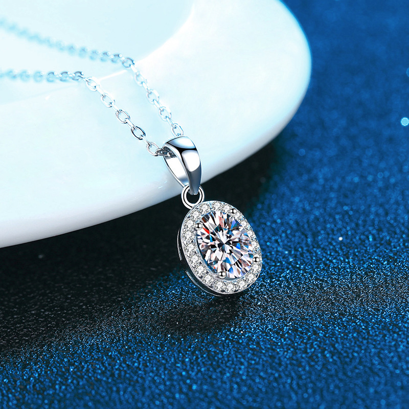 Glamour Brillant Ovale Argent Sterling Placage Incruster Zircon Or Blanc Plaqué Pendentif display picture 2