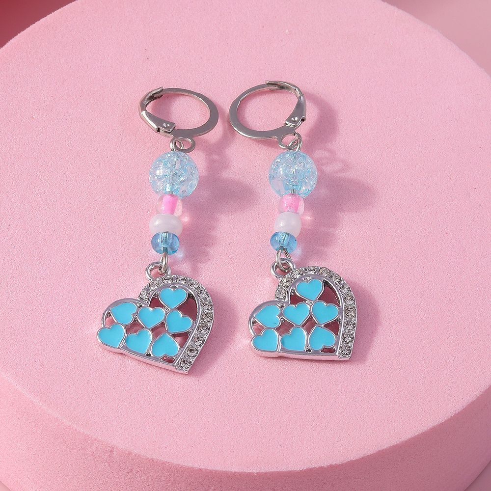 1 Pair Simple Style Heart Shape Inlay Alloy Rhinestones Drop Earrings display picture 5