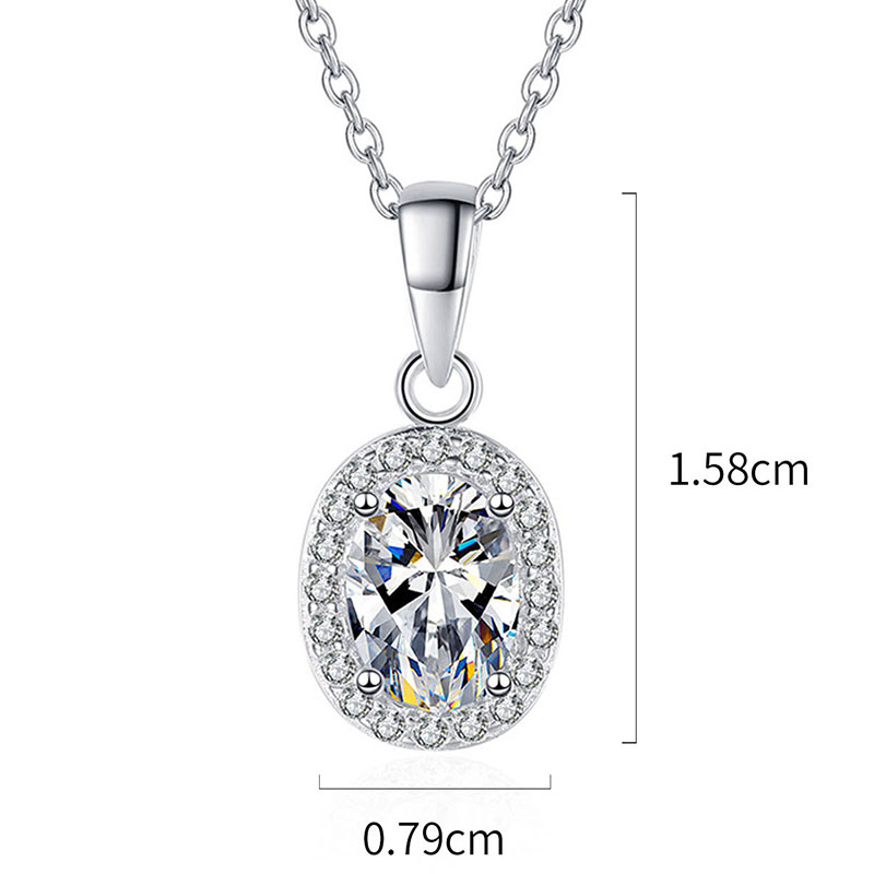 Glam Shiny Oval Sterling Silver Plating Inlay Zircon White Gold Plated Pendant Necklace display picture 5