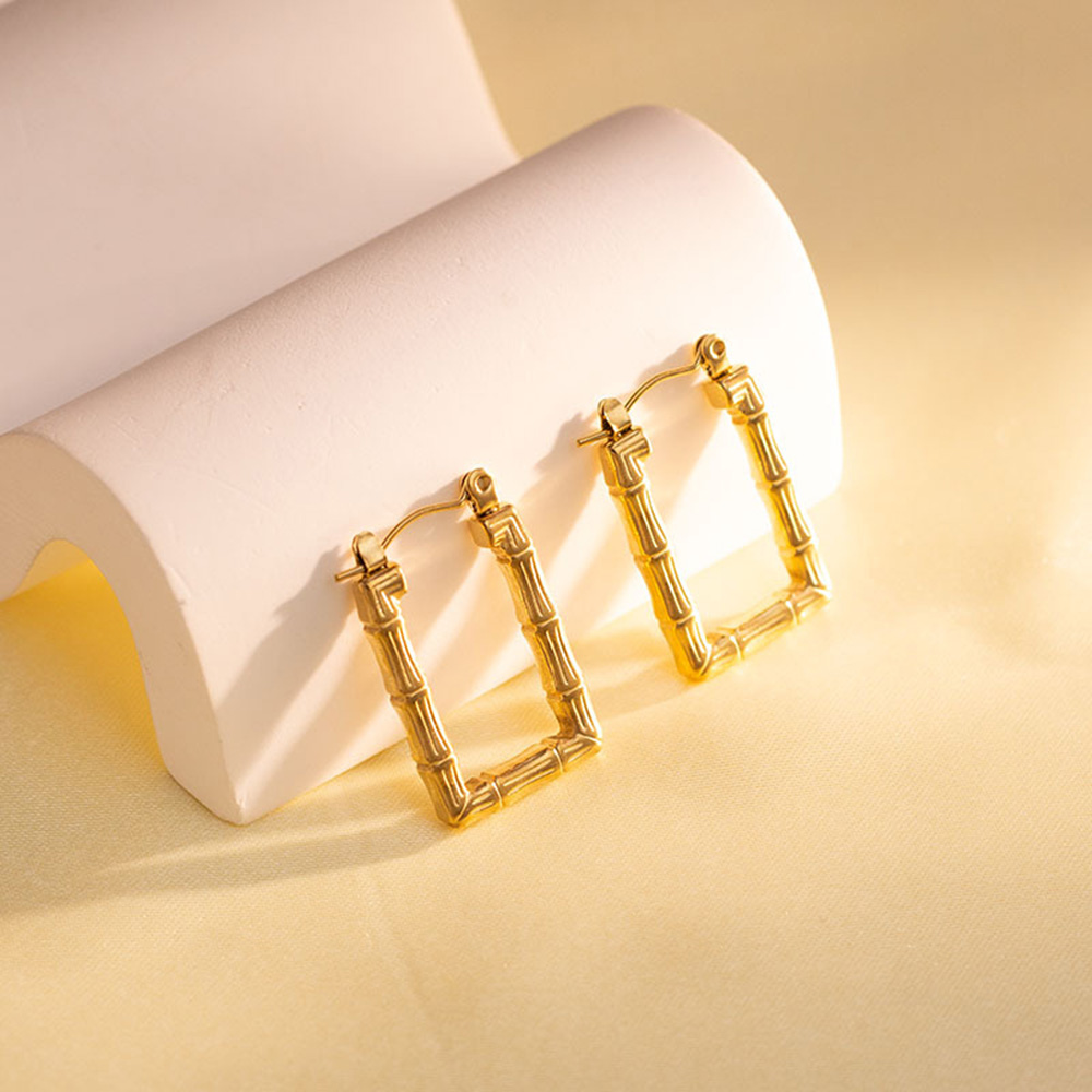 1 Paar Einfacher Stil Geometrisch Überzug Rostfreier Stahl 18 Karat Vergoldet Ohrringe display picture 9