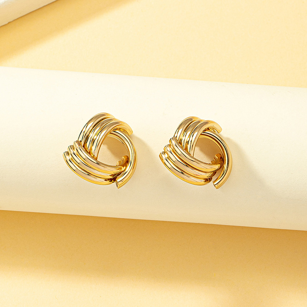 1 Paar Einfacher Stil Geometrisch Überzug Rostfreier Stahl 18 Karat Vergoldet Ohrringe display picture 11
