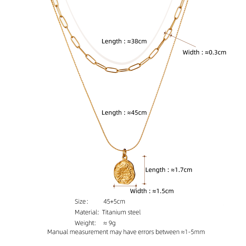 Simple Style Geometric Titanium Steel Indentation Plating 18k Gold Plated Double Layer Necklaces display picture 1