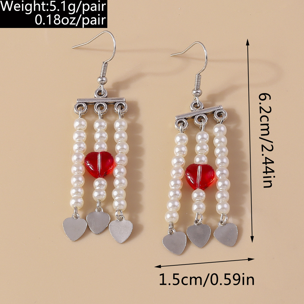 1 Pair Elegant Heart Shape Zinc Alloy Drop Earrings display picture 1