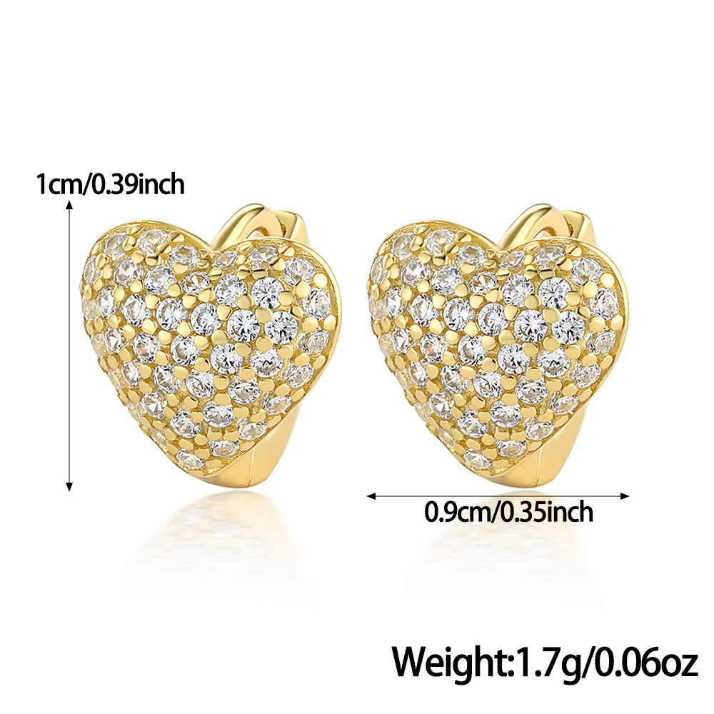 1 Pair Simple Style Classic Style Heart Shape Plating Inlay Sterling Silver Zircon 18k Gold Plated Rhodium Plated Earrings display picture 1