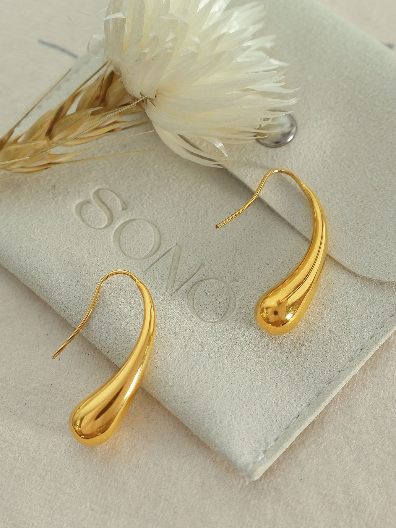 1 Pair Elegant Simple Style Water Droplets Plating Titanium Steel 18k Gold Plated Drop Earrings display picture 7