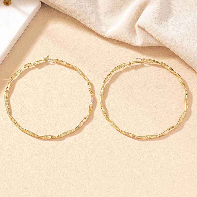 1 Pair Exaggerated Simple Style Round Plating Alloy Gold Plated Hoop Earrings display picture 5