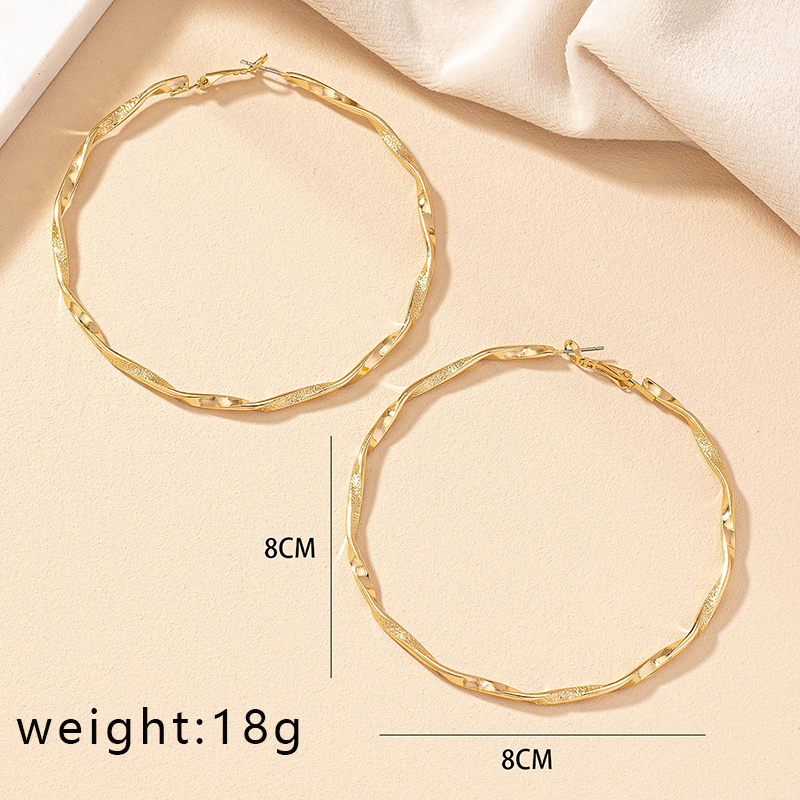 1 Pair Exaggerated Simple Style Round Plating Alloy Gold Plated Hoop Earrings display picture 6