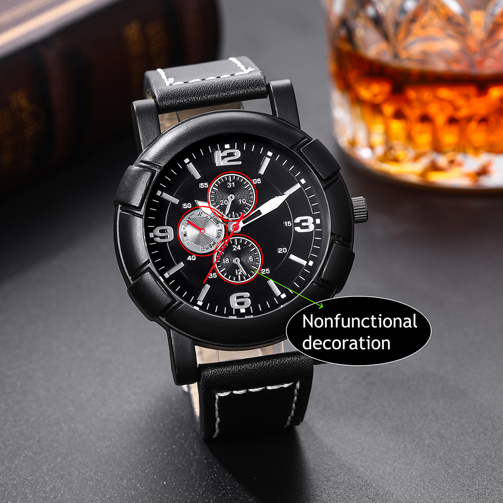 Business Retro Wolf Solid Color Buckle Quartz Men's Watches display picture 3