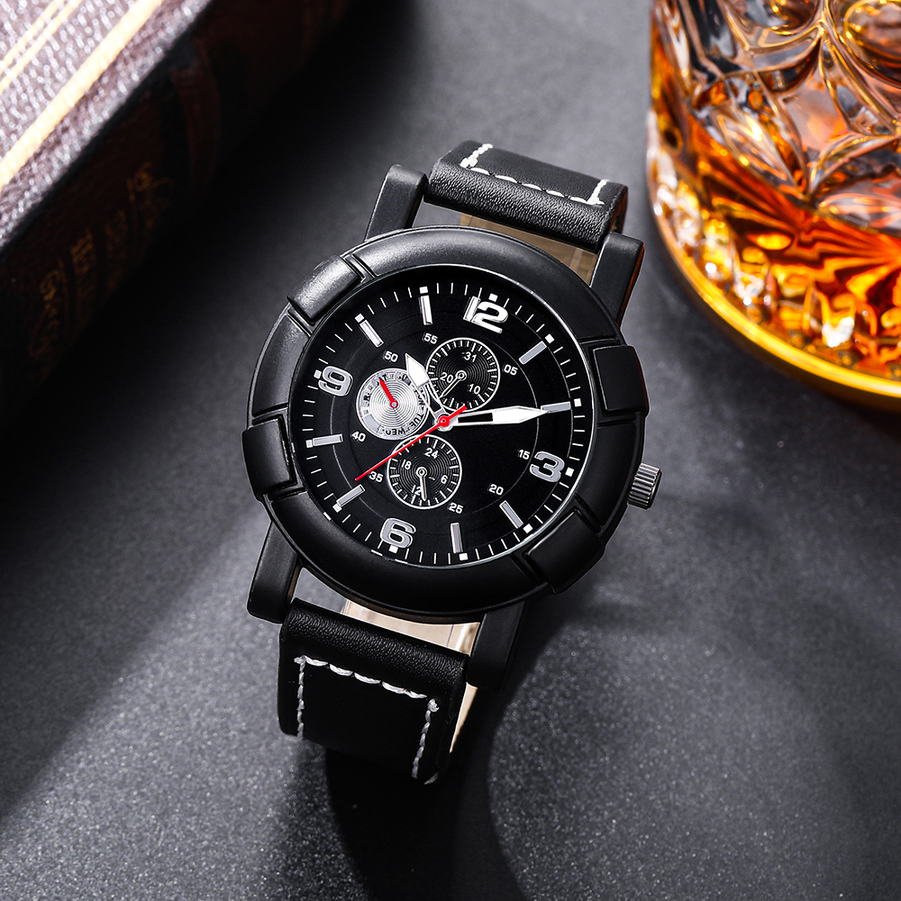Business Retro Wolf Solid Color Buckle Quartz Men's Watches display picture 5