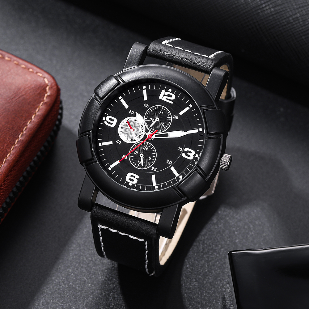Business Retro Wolf Solid Color Buckle Quartz Men's Watches display picture 6