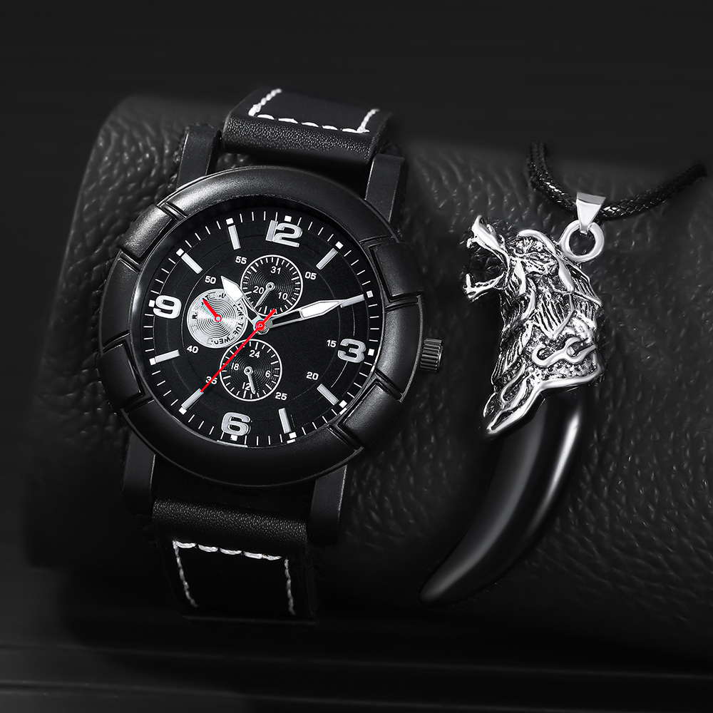 Entreprise Rétro Loup Couleur Unie Boucle Quartz Hommes De Montres display picture 7