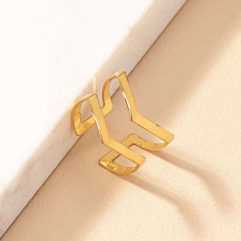 Simple Style V Shape Alloy Plating Gold Plated Women's Open Rings display picture 2
