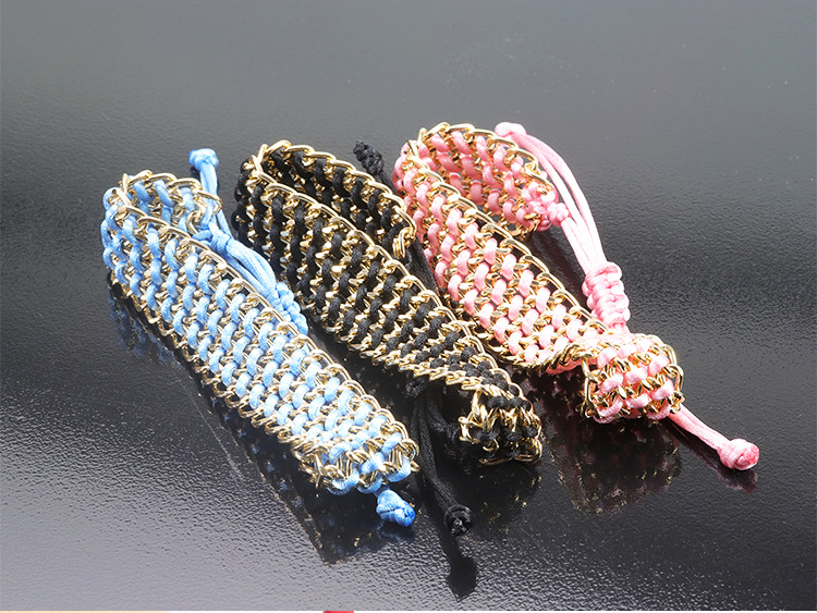 Simple Style Solid Color Alloy Knitting Unisex Bracelets display picture 2