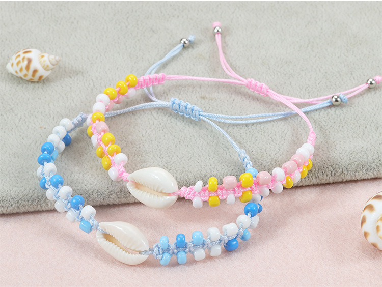 Bohemian Shell Mixed Materials Knitting Unisex Drawstring Bracelets display picture 4