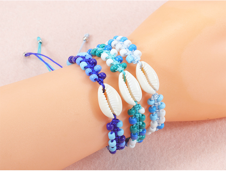 Bohemian Shell Mixed Materials Knitting Unisex Drawstring Bracelets display picture 5