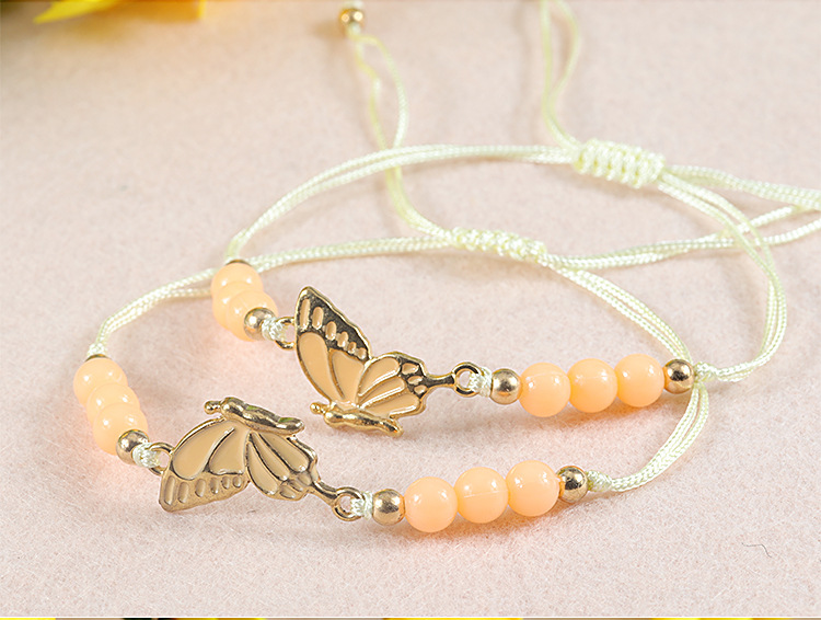 Simple Style Butterfly Alloy Beaded Couple Drawstring Bracelets display picture 1