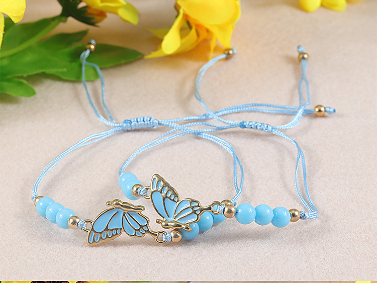 Simple Style Butterfly Alloy Beaded Couple Drawstring Bracelets display picture 2