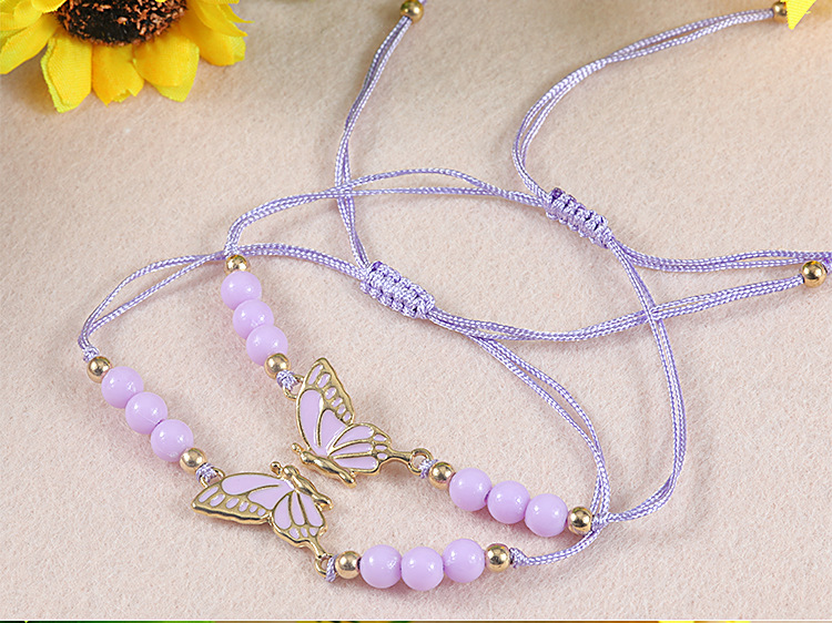 Simple Style Butterfly Alloy Beaded Couple Drawstring Bracelets display picture 3