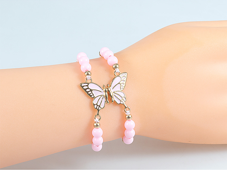 Simple Style Butterfly Alloy Beaded Couple Drawstring Bracelets display picture 5
