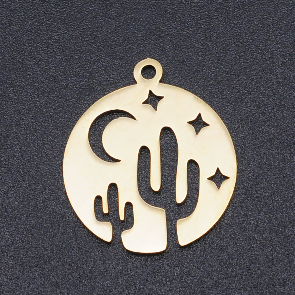 Simple Style Cactus Star Moon Stainless Steel Polishing Plating Gold Plated Jewelry Accessories display picture 1