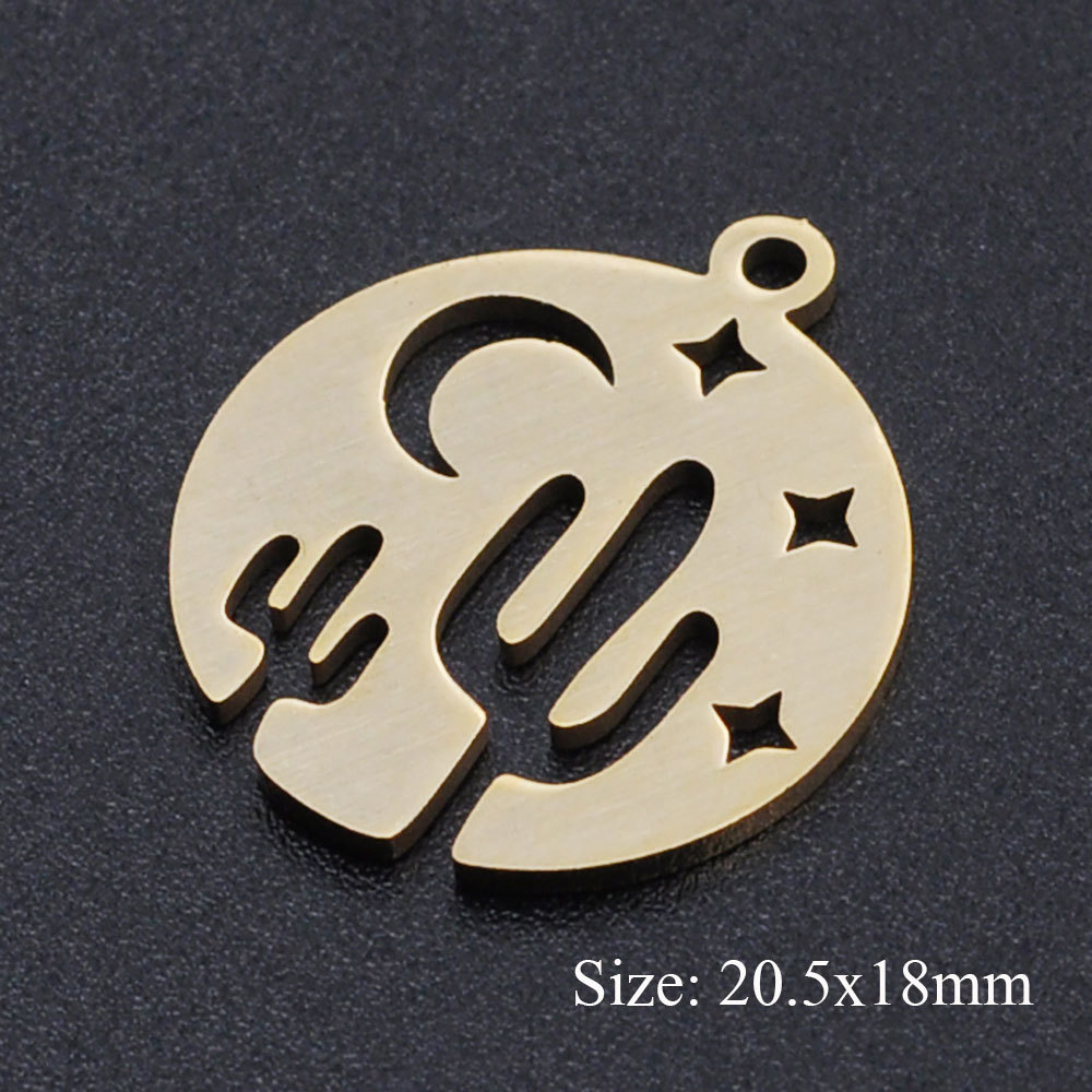 Simple Style Cactus Star Moon Stainless Steel Polishing Plating Gold Plated Jewelry Accessories display picture 3