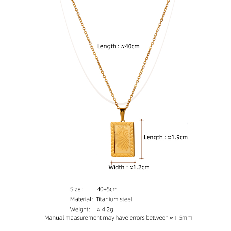 304 Stainless Steel Simple Style Classic Style Indentation Sun Moon Pendant Necklace display picture 1