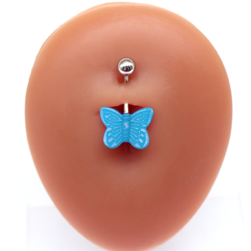 Cute Butterfly Stainless Steel Arylic White Gold Plated Belly Ring In Bulk display picture 13