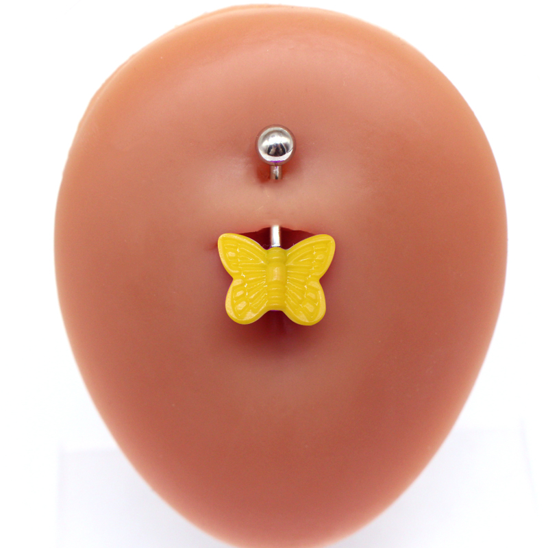 Cute Butterfly Stainless Steel Arylic White Gold Plated Belly Ring In Bulk display picture 12