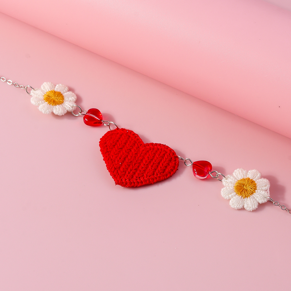 Romantic Heart Shape Flower Knit Zinc Alloy Valentine's Day Women's Pendant Necklace display picture 2
