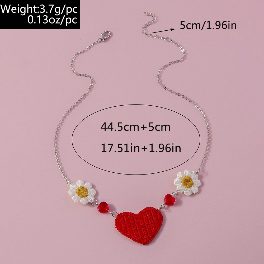 Romantisch Herzform Blume Stricken Zinklegierung Valentinstag Frau Halskette Mit Anhänger display picture 1
