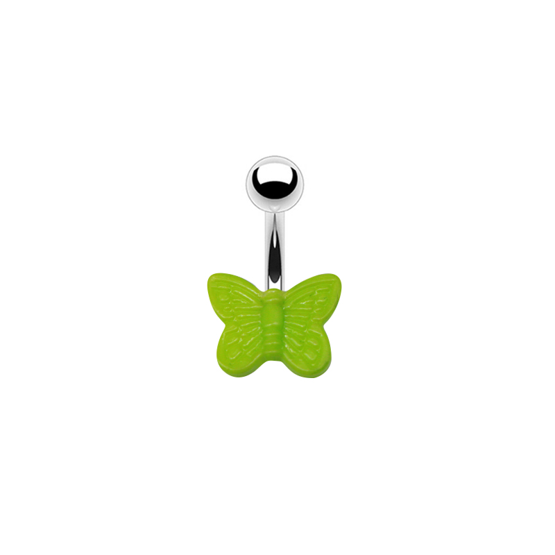 Cute Butterfly Stainless Steel Arylic White Gold Plated Belly Ring In Bulk display picture 6