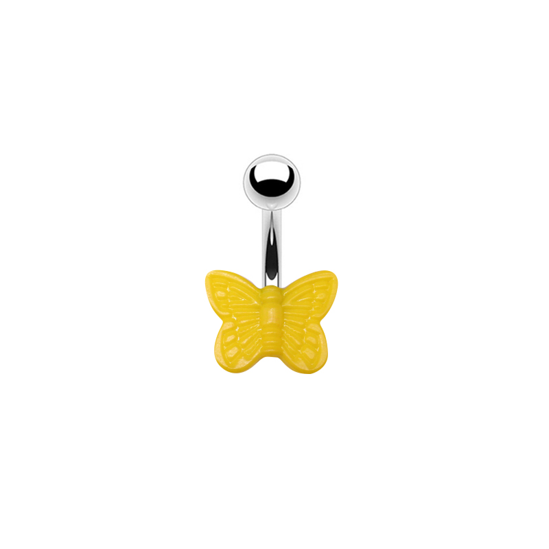 Cute Butterfly Stainless Steel Arylic White Gold Plated Belly Ring In Bulk display picture 4