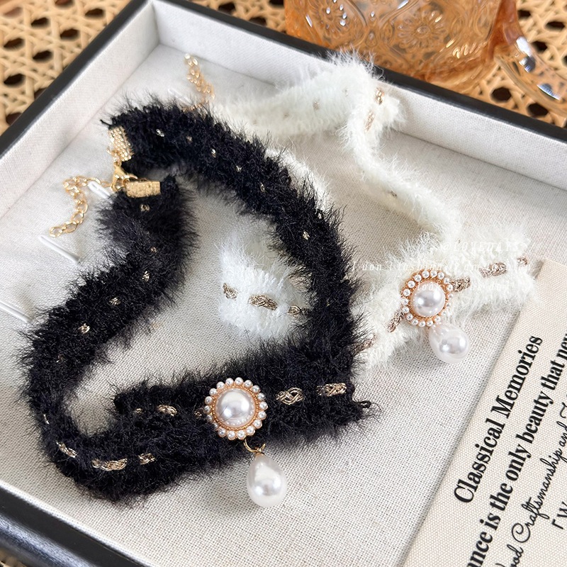 Princess Sweet Bow Knot Plush Inlay Artificial Pearls Gold Plated Women's Choker display picture 13