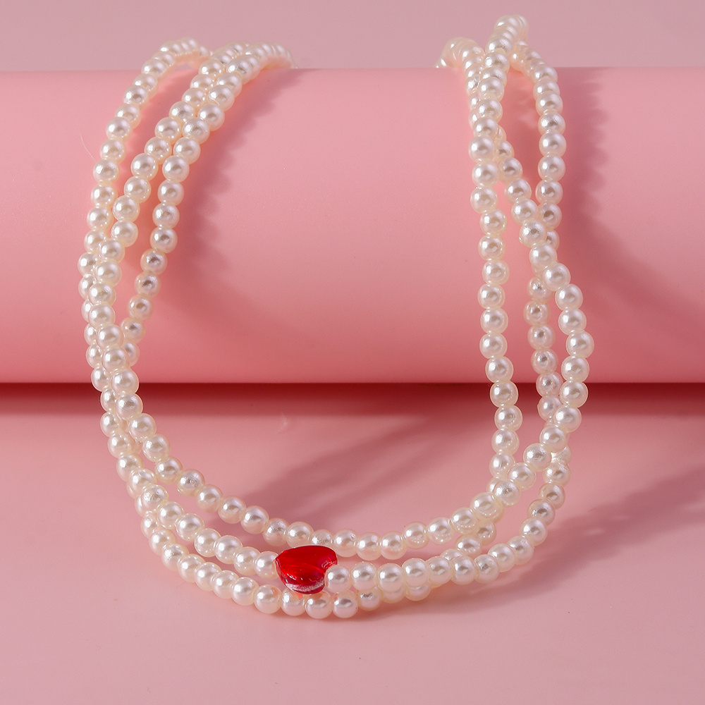 Einfacher Stil Klassischer Stil Herzform Künstliche Perle Zinklegierung Perlen Frau Geschichtete Halskette display picture 2