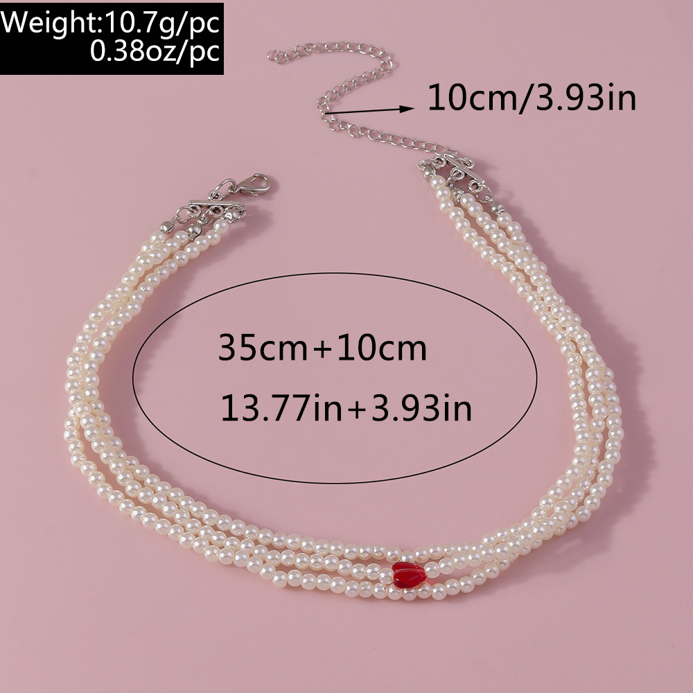 Simple Style Classic Style Heart Shape Artificial Pearl Zinc Alloy Beaded Women's Layered Necklaces display picture 1