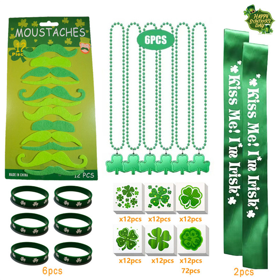 St. Patrick Cartoon Style Shamrock Plastic Party Hanging Ornaments Party Packs Decorative Props display picture 6